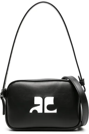 Courrèges Logo-appliqué leather shoulder bag