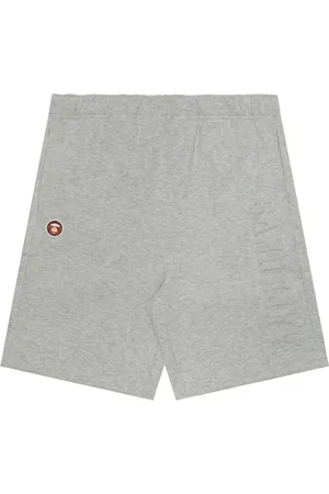 A Bathing Ape Logo-embossed m??lange-effect track shorts