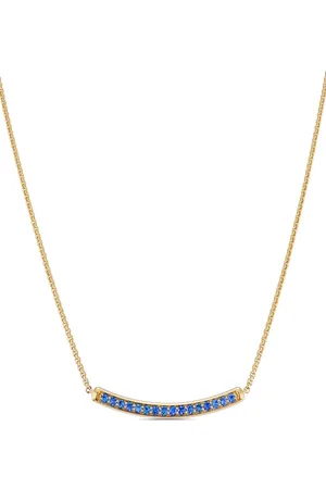 David Yurman 18kt yellow Petite Pavé Bar sapphire necklace (1.25mm)