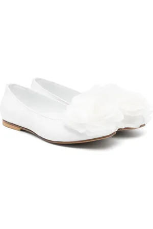 ANDREA MONTELPARE Floral-appliqué leather ballerina shoes