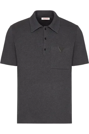 VALENTINO GARAVANI Logo-plaque mélange-effect polo shirt