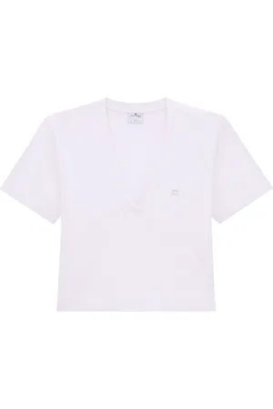 Courrèges Logo-appliqué cropped T-shirt