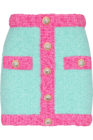 Balmain Button-embellished boucl?? mini skirt