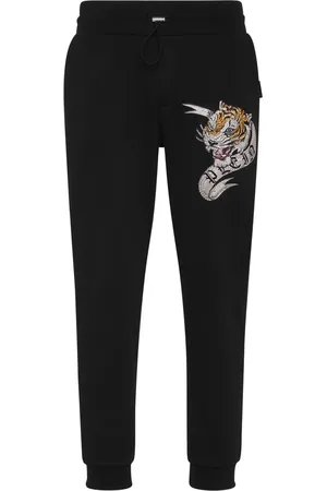 Philipp Plein Tiger-appliqu?? drawstring track pants