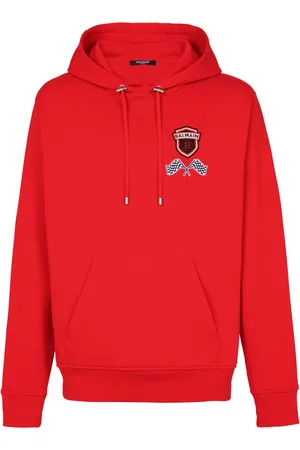 Balmain Logo-appliqué cotton hoodie