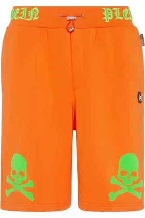 Philipp Plein Skull&Bones logo-embroidered shorts