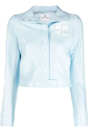 Courrèges Appliqué-logo cropped vinyl jacket