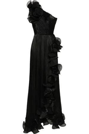 Ana Radu Ruffled plissé asymmetric maxi dress