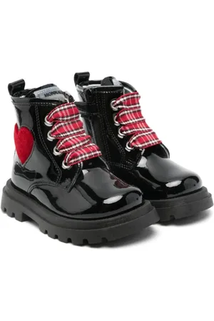 MONNALISA Heart-appliqué leather boots