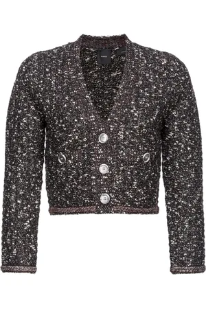 Pinko Bouclé V-neck cropped jacket