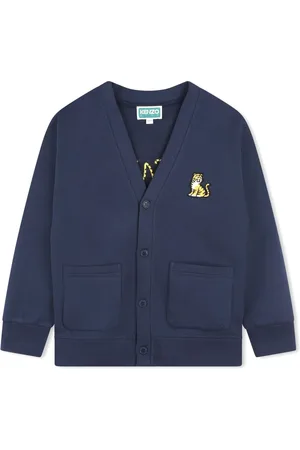 Kenzo Tiger-appliqué fleece-texture cardigan