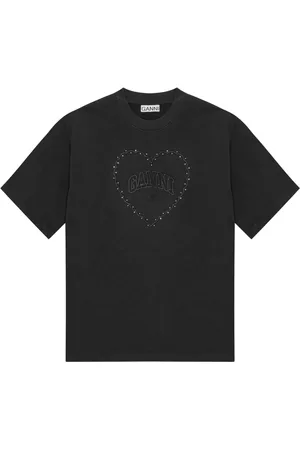 Ganni Logo appliqué cotton t-shirt