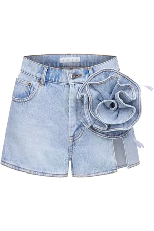 AREA Floral-appliqu?? denim shorts
