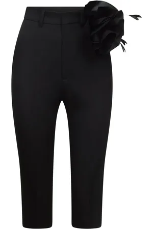 AREA Floral-appliqué tailored wool shorts