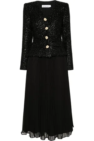 Self-Portrait Boucl?? chiffon midi dress