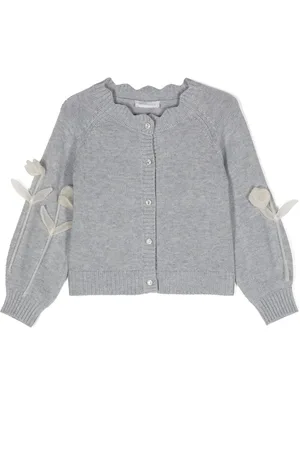 MONNALISA Floral-appliqué cardigan
