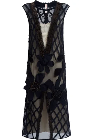 Marni Floral-appliqué chiffon dress