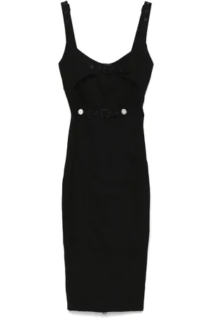 MUGLER Panelled denim midi dress