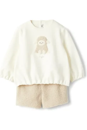 Il gufo Sheep appliqué sweatshirt and shorts set
