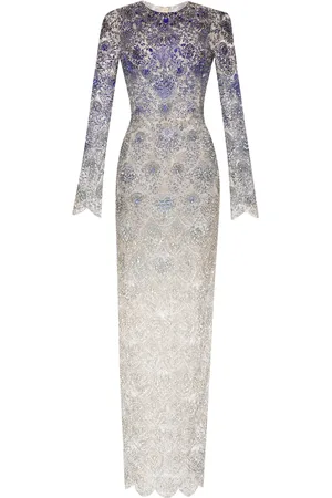 Oscar de la Renta Ombré crystal-embroidered gown