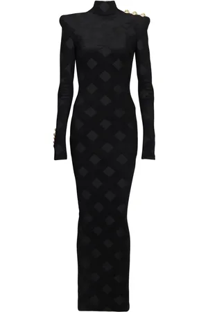 Balmain Gingham boucl?? maxi dress