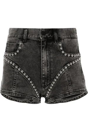 MUGLER Stud-detailed denim mini shorts