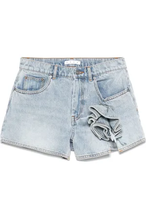 AREA Floral-appliqu?? denim shorts
