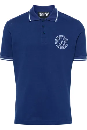 VERSACE Logo-embroidered piqué polo shirt