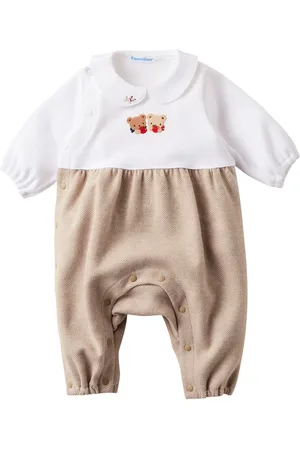 Familiar Teddy-appliqué cotton romper