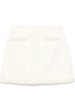 Self-Portrait Boucl?? pearl-trim mini skirt