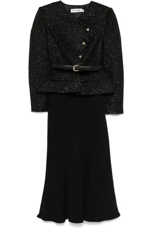 Self-Portrait Boucl?? asymmetric midi dress