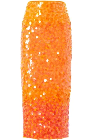 Carolina Herrera Ombr??-effect sequinned midi skirt