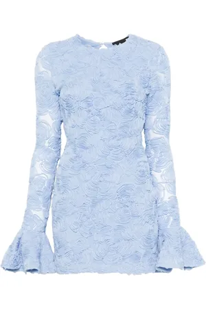 ROTATE Floral-appliqu?? mesh mini dress