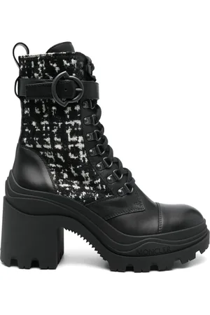 Moncler 70mm tweed combat boots