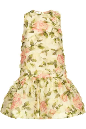 Oscar de la Renta Rose-print fil-coupé mini dress