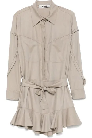 PNK Pliss??-detail mini dress