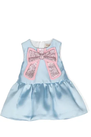 HUCKLEBONES LONDON Bow-appliqué satin dress set