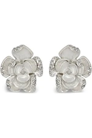 Oscar de la Renta Small Pavé Rose earrings
