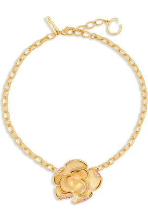 Oscar de la Renta Pavé Rose pendant necklace