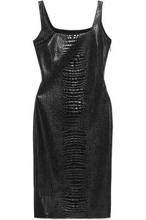 CHIARA BONI Embossed crocodile-effect midi dress