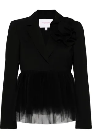 Carolina Herrera Floral-appliqu?? single-breasted blazer