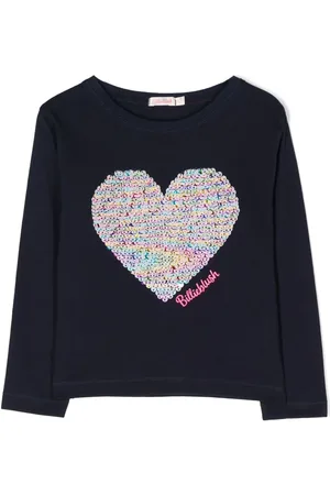 Billieblush Sequinned-heart long-sleeve T-shirt
