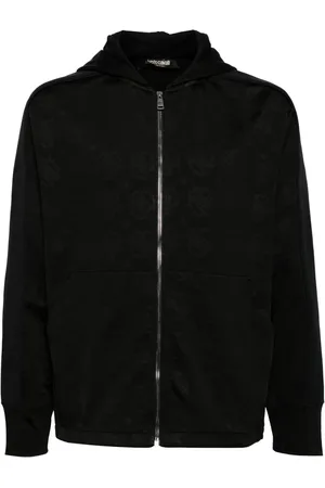 Roberto Cavalli Logo-jacquard zip-front hoodie