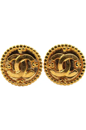 CHANEL 1996 Plated CC Clip On costume earrings