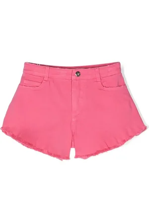 Twin-Set Logo-plaque frayed shorts