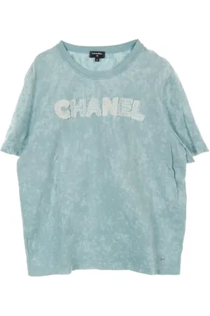 CHANEL 1986-1988 logo-tweed T-shirt