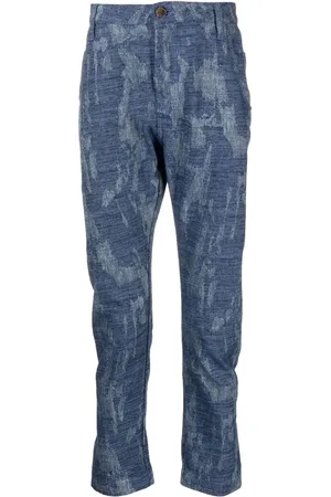 Ports V Distressed-effect tapered-leg trousers