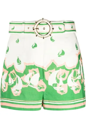 ZIMMERMANN High Tide Sailboat-print belted shorts
