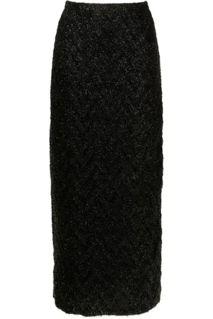 Gloria Coelho High-waisted tinsel midi skirt