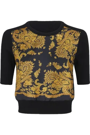Etro Paisley-print panelled knitted top